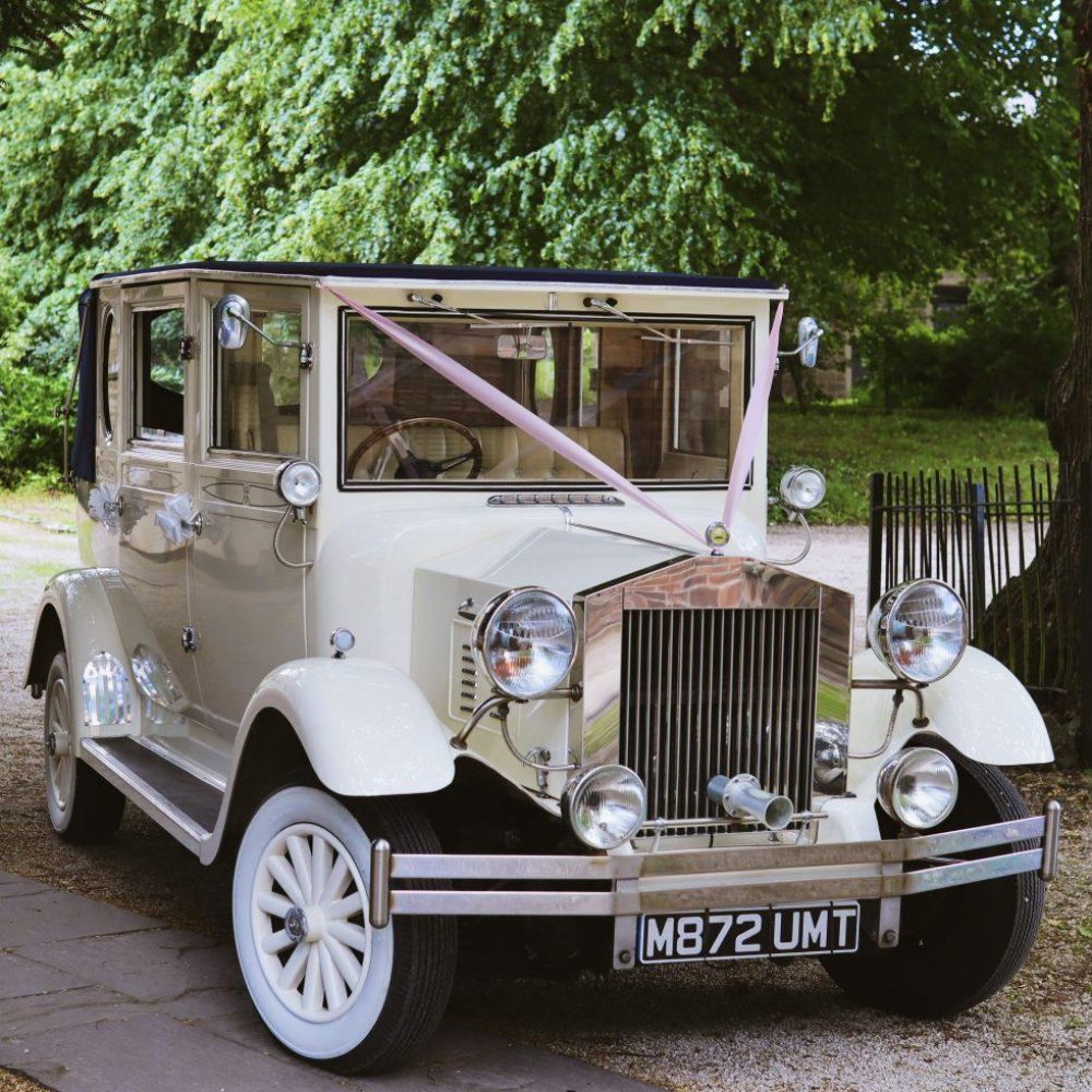 Imperial Cream & Burgundy Wedding Car