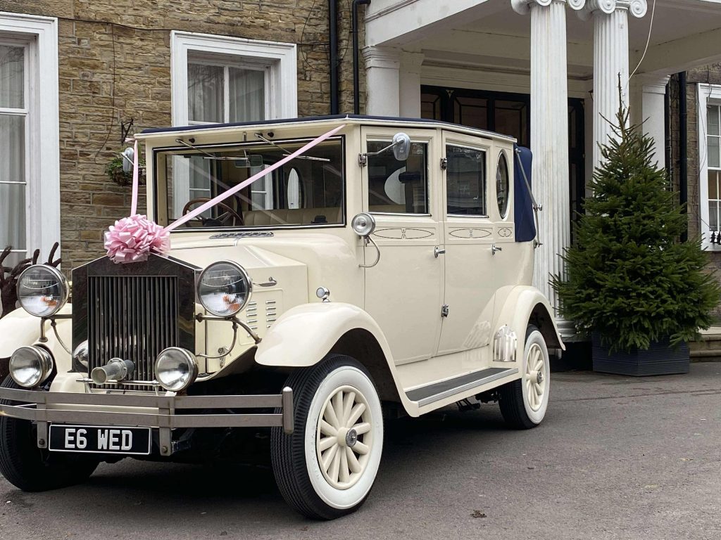 Imperial Cream & Burgundy Wedding Car